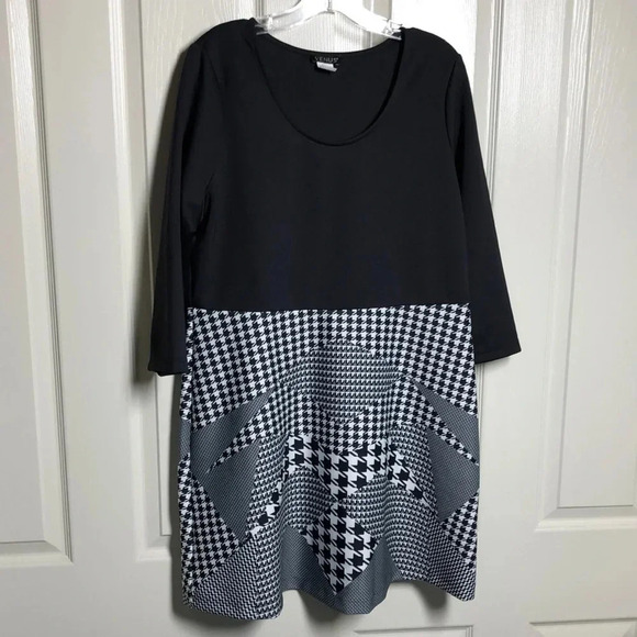 VENUS Houndstooth 3/4 Sleeve Dress - Picture 1 of 9